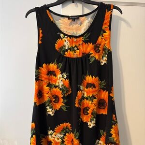Arca Sunflower Black and Orange Tank Top